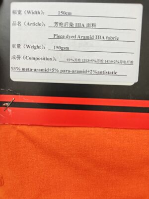 150cm chiều rộng Aramid IIIA vải chống cháy vĩnh viễn và đặc tính chống tĩnh cho quần áo bảo vệ
